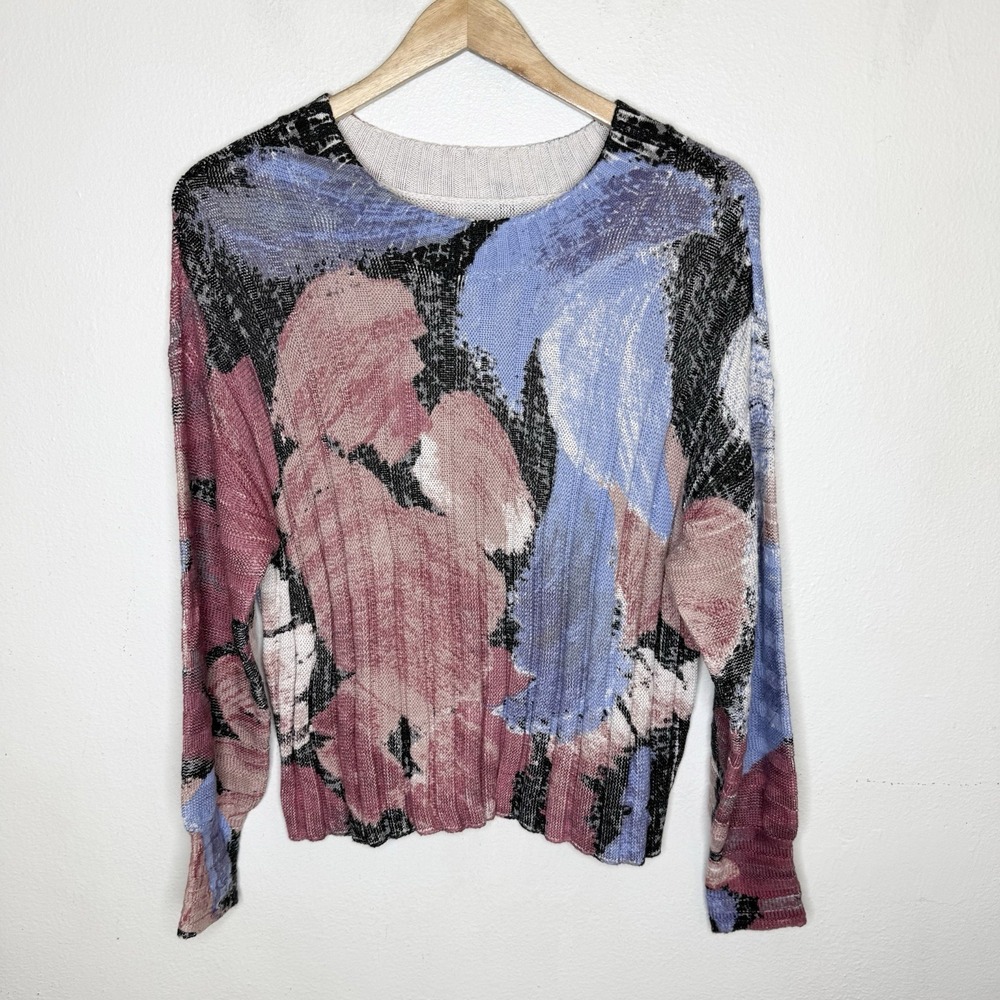 New Nic And Zoe Autumn Bloom Ribbed Long Sleeve Sweater Womens Petite Large